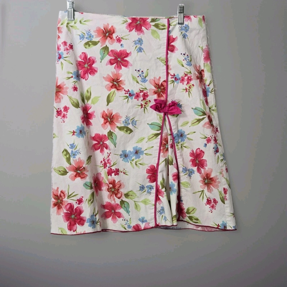 Jody Dolly A-Line Floral Pin Tuck Swing Skirt Size M Beach Summer Vacation - Picture 1 of 9